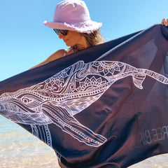 Sand Free Beach Towel - Charcoal Whale